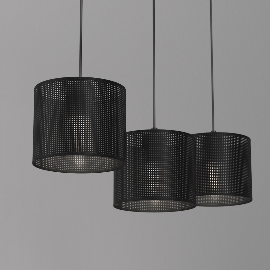 Lámpara colgante con cable LOFT SHADE 3xE27/60W/230V negro