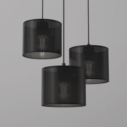 Lámpara colgante con cable LOFT SHADE 3xE27/60W/230V negro