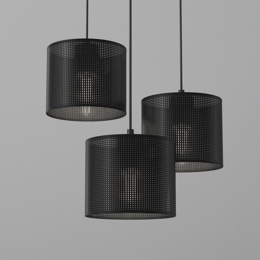 Lámpara colgante con cable LOFT SHADE 3xE27/60W/230V negro