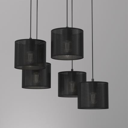 Lámpara colgante con cable LOFT SHADE 5xE27/60W/230V negro