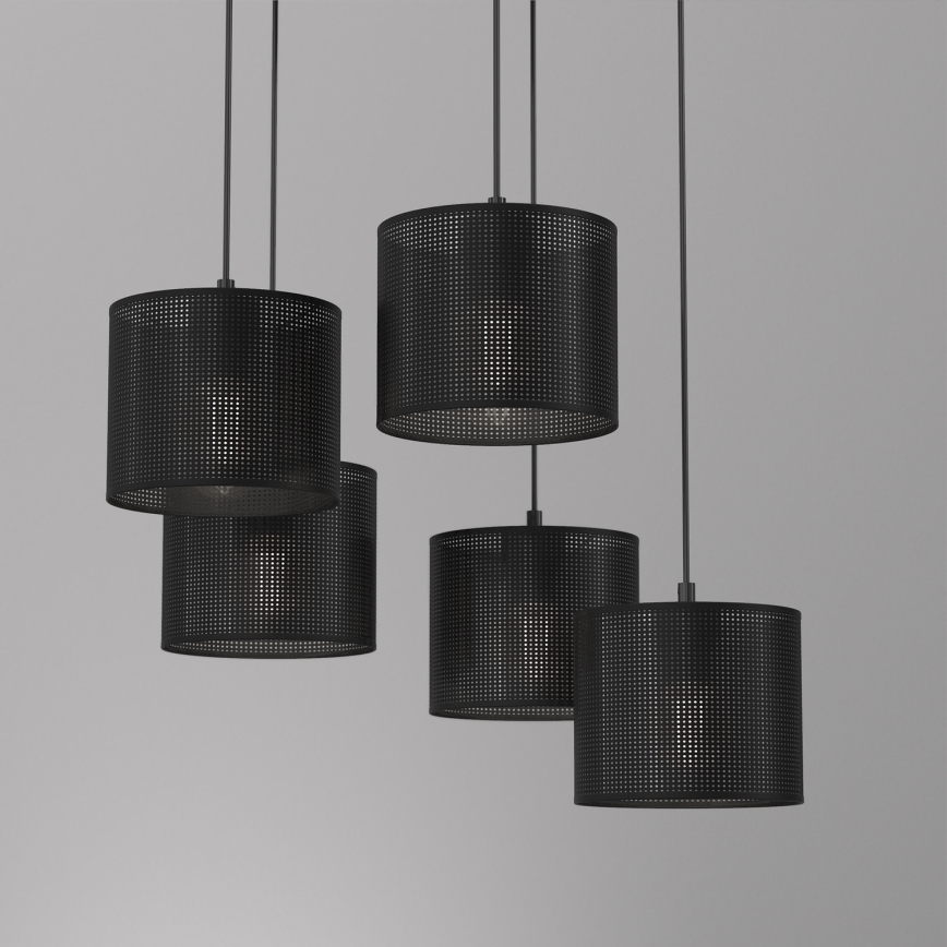 Lámpara colgante con cable LOFT SHADE 5xE27/60W/230V negro