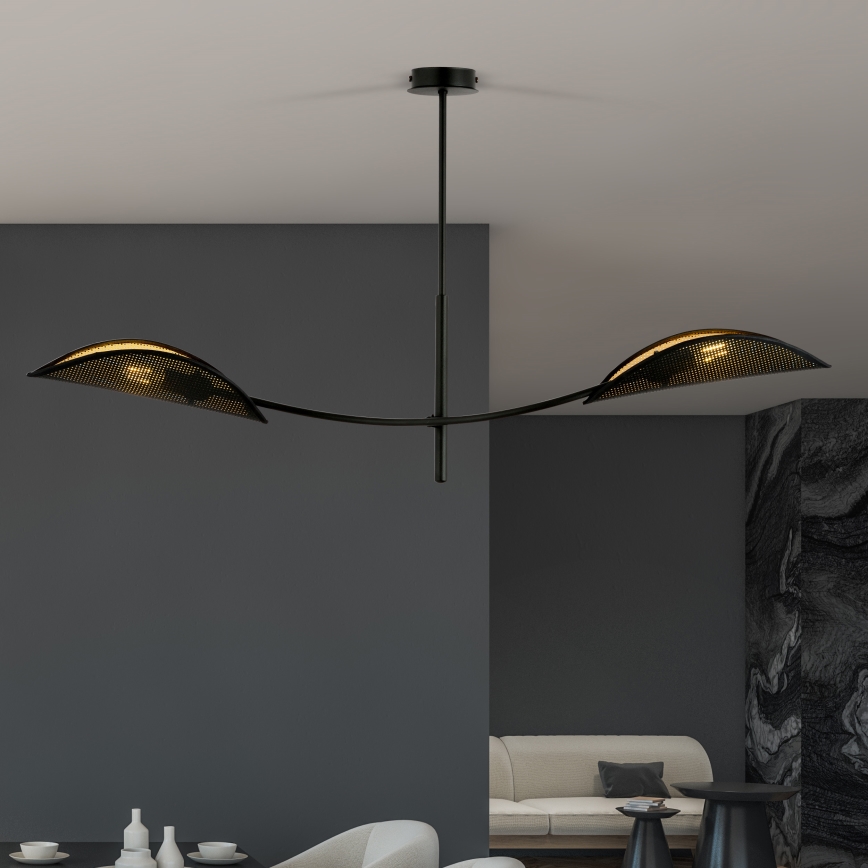 Lámpara colgante LOTUS 2xE14/10W/230V negro/dorado