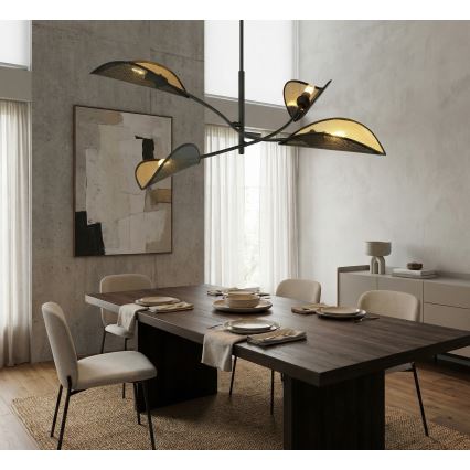 Lámpara colgante LOTUS 4xE14/10W/230V negro/dorado