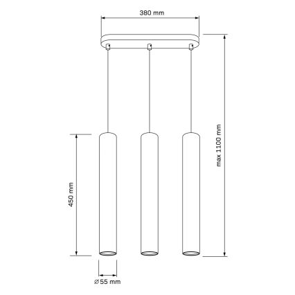 Lámpara colgante LUNGOMARE 3xGU10/10W/230V cromo mate