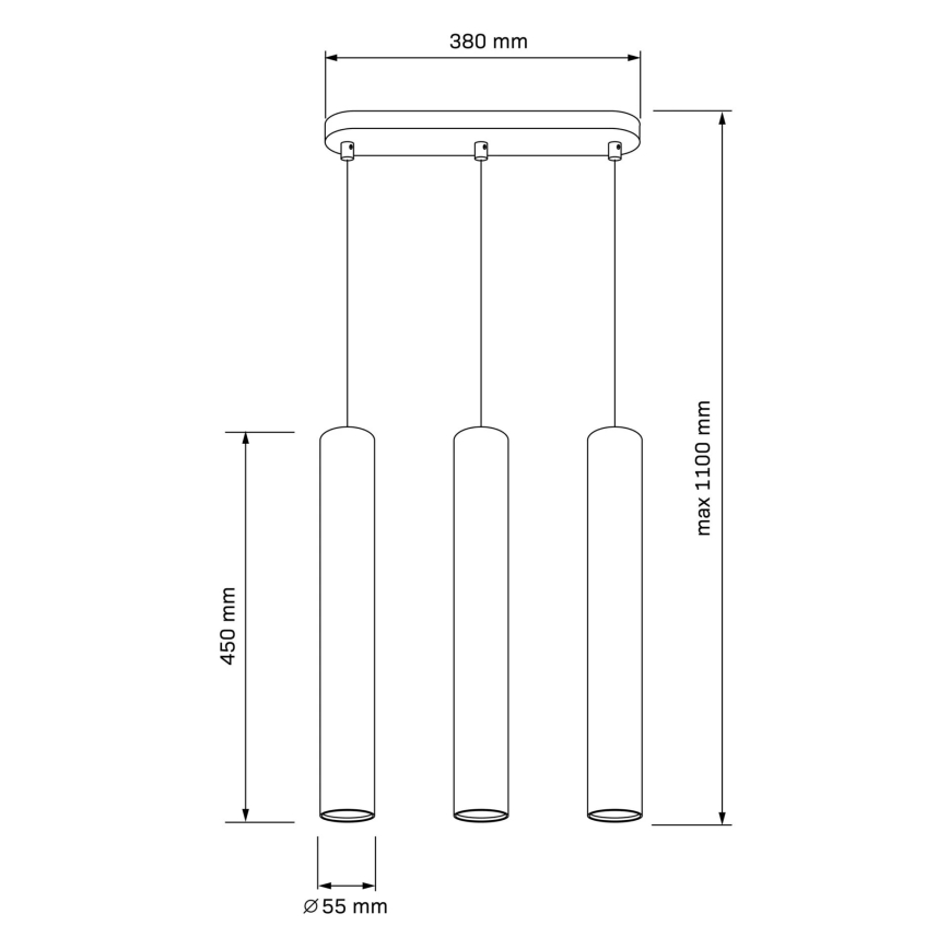 Lámpara colgante LUNGOMARE 3xGU10/10W/230V cromo mate