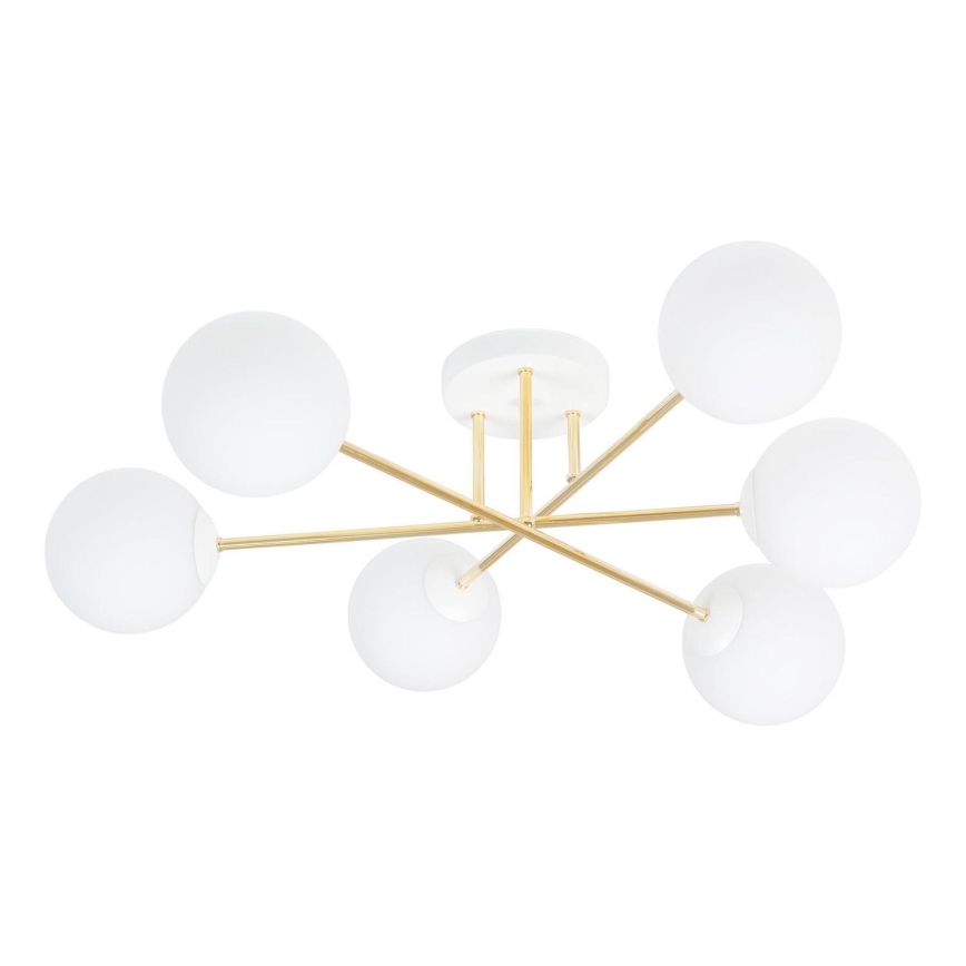 Lámpara colgante MAGNUM 6xE14/10W/230V blanco/dorado