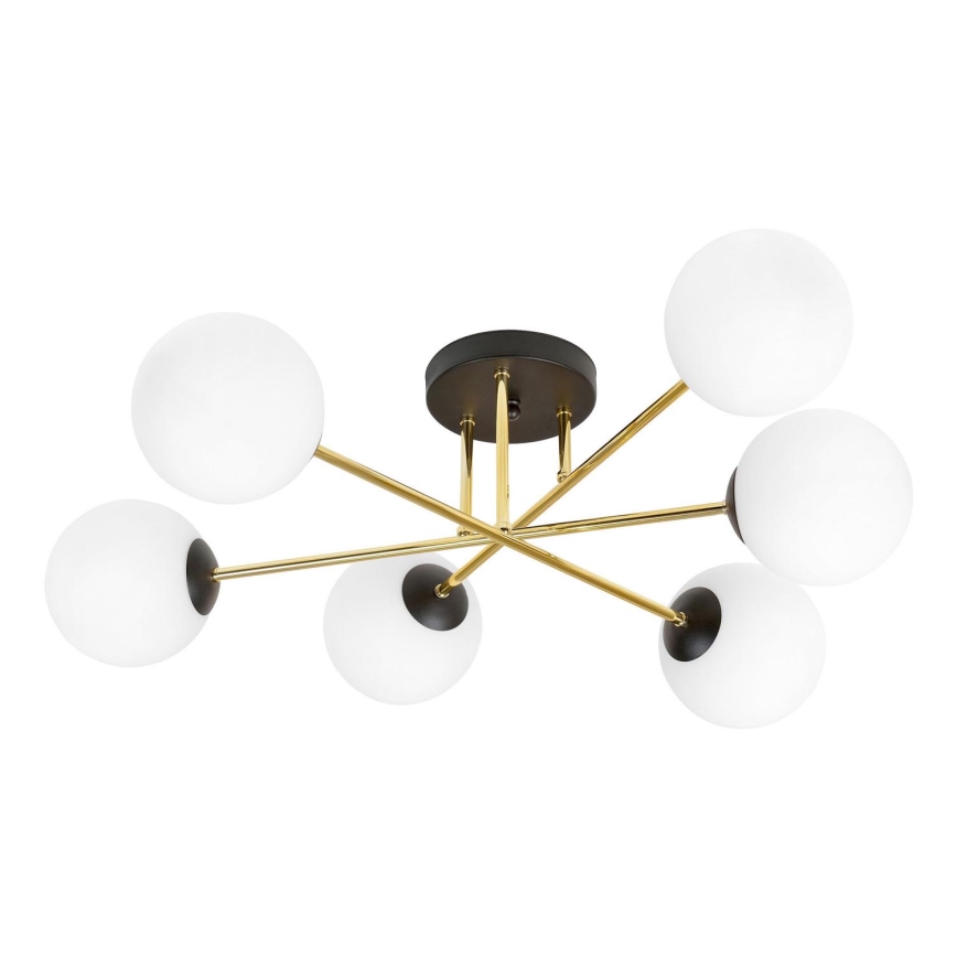 Lámpara colgante MAGNUM 6xE14/10W/230V blanco/dorado/negro