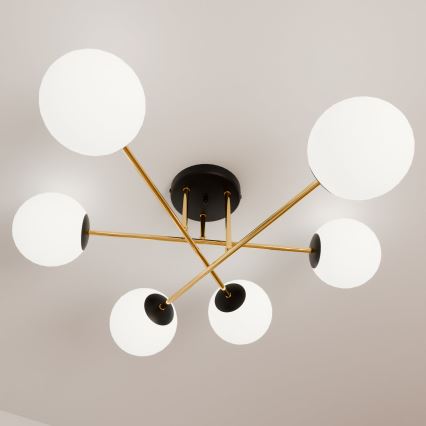 Lámpara colgante MAGNUM 6xE14/10W/230V blanco/dorado/negro