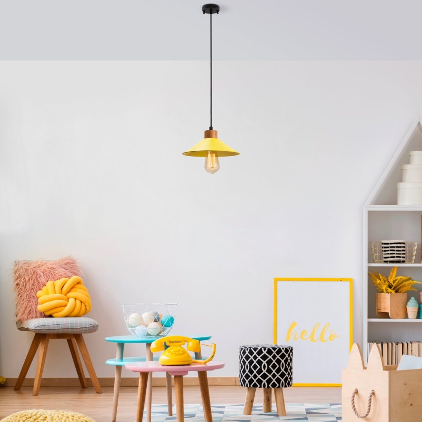 Lámpara colgante MANAVGAT 1xE27/40W/230V amarilla/marrón
