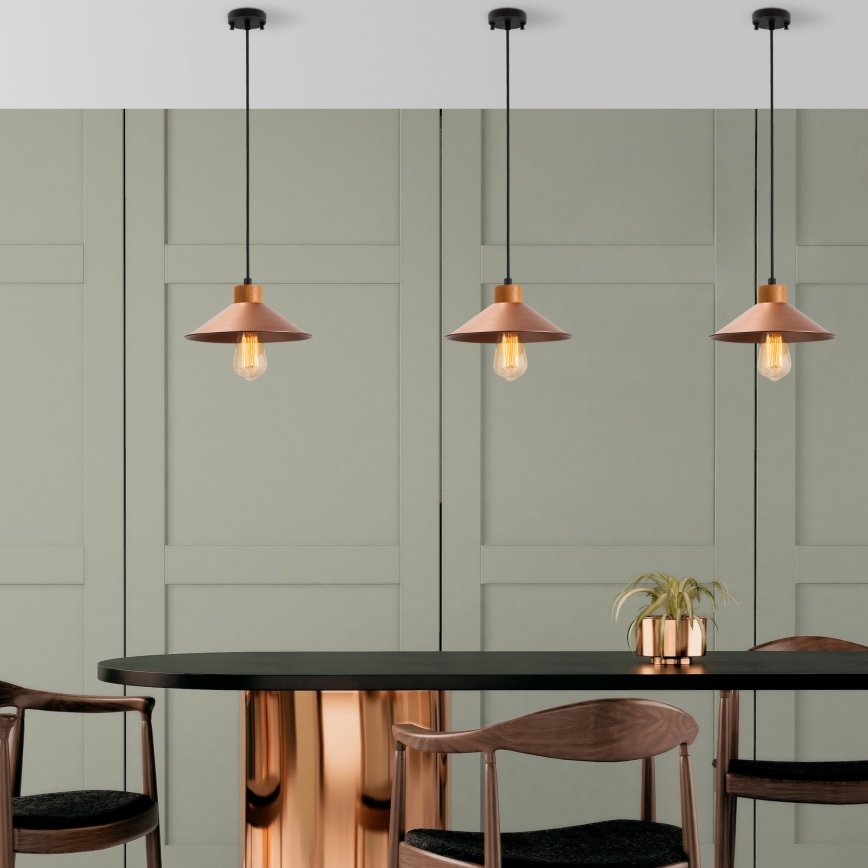 Lámpara colgante MANAVGAT 1xE27/40W/230V cobre/marrón