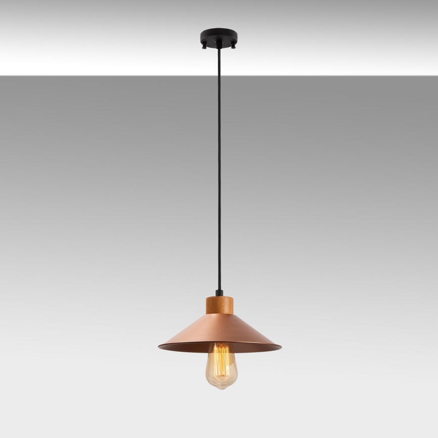 Lámpara colgante MANAVGAT 1xE27/40W/230V cobre/marrón