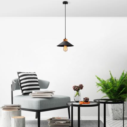 Lámpara colgante MANAVGAT 1xE27/40W/230V negra/marrón