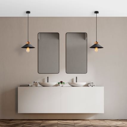 Lámpara colgante MANAVGAT 1xE27/40W/230V negra/marrón