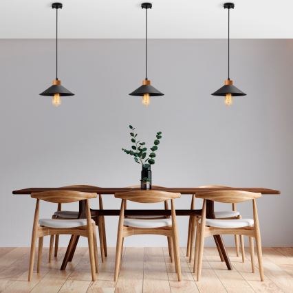 Lámpara colgante MANAVGAT 1xE27/40W/230V negra/marrón