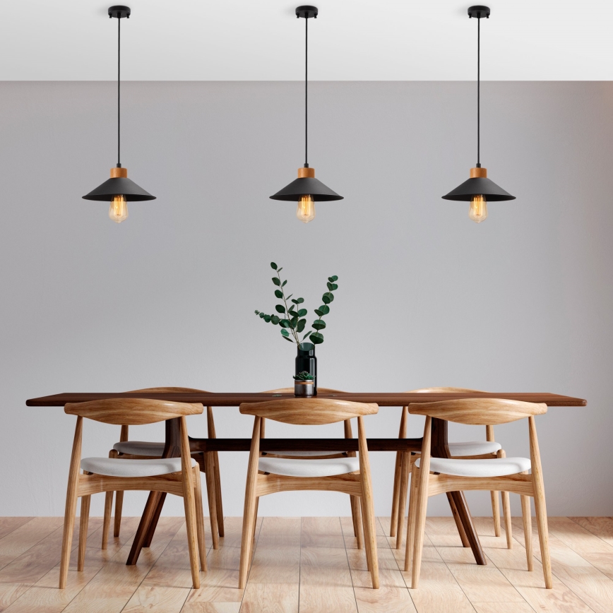 Lámpara colgante MANAVGAT 1xE27/40W/230V negra/marrón