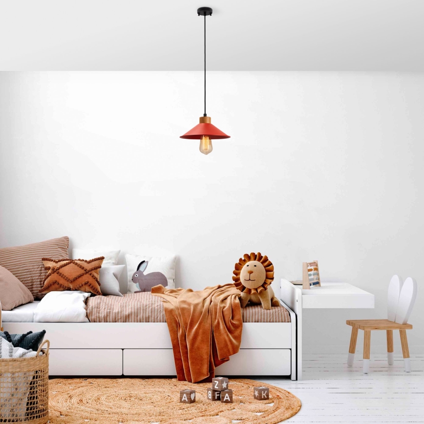 Lámpara colgante MANAVGAT 1xE27/40W/230V roja/marrón