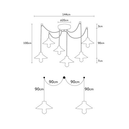 Lámpara colgante MANAVGAT tipo araña 6xE27/40W/230V multicolor