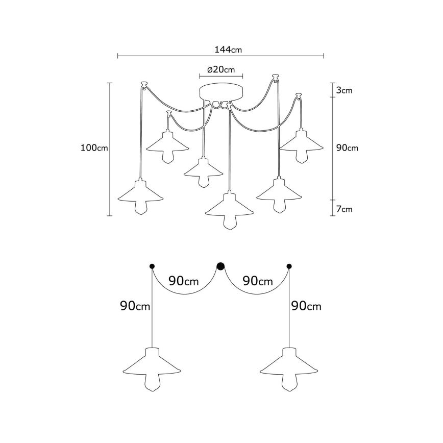 Lámpara colgante MANAVGAT tipo araña 6xE27/40W/230V multicolor