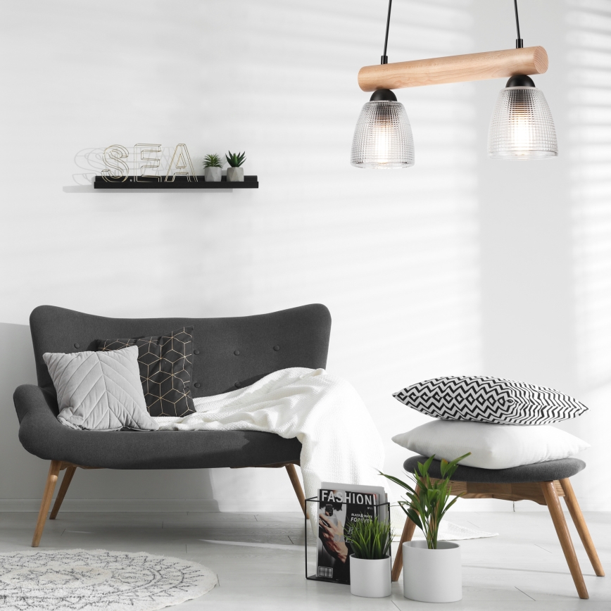 Lámpara colgante MARGIT 2xE27/60W/230V haya