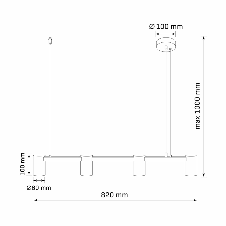 Lámpara colgante MARIBEL 4xGU10/10W/230V negro