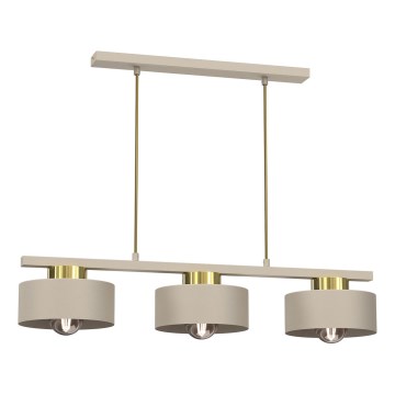 Lámpara colgante MARTI 3xE27/15W/230V beige/dorado