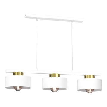 Lámpara colgante MARTI 3xE27/15W/230V blanco/dorado
