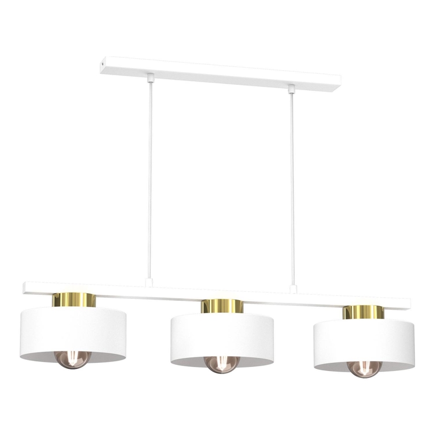 Lámpara colgante MARTI 3xE27/15W/230V blanco/dorado