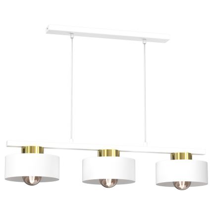 Lámpara colgante MARTI 3xE27/15W/230V blanco/dorado