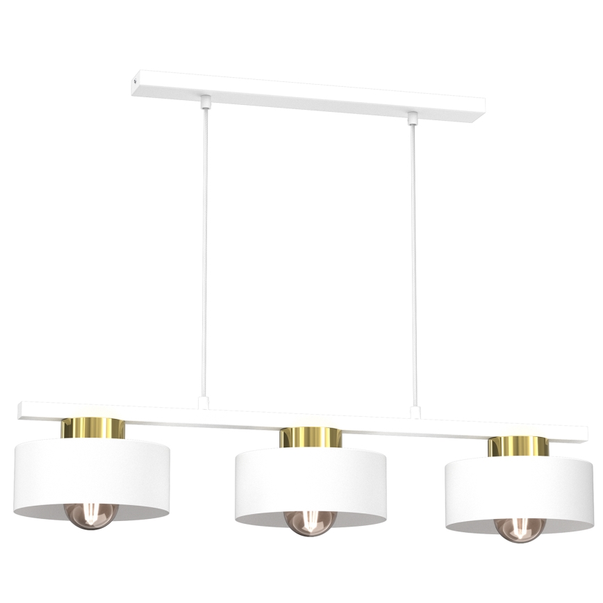 Lámpara colgante MARTI 3xE27/15W/230V blanco/dorado