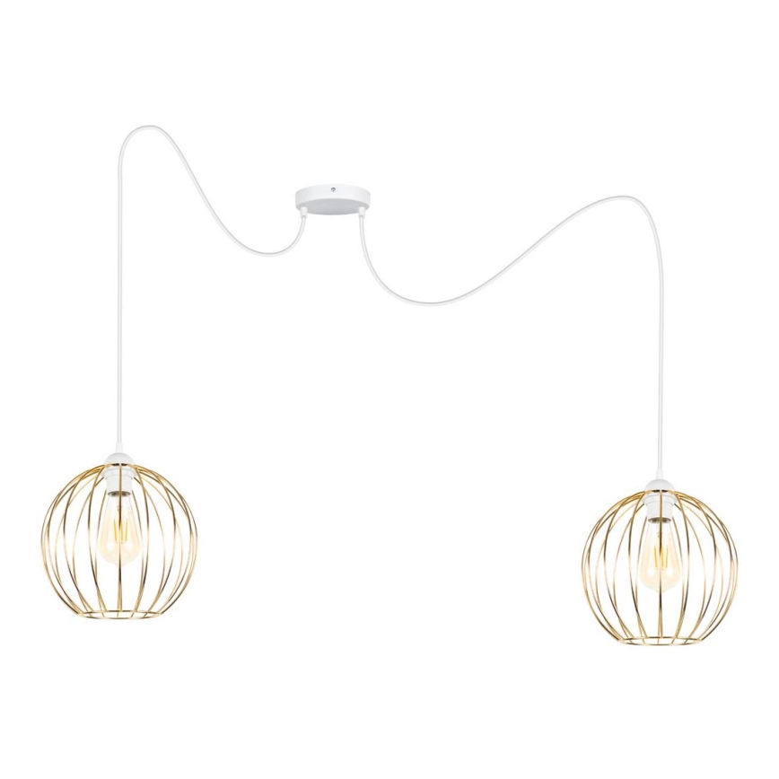 Lámpara colgante MATT 2xE27/60W/230V araña blanco/dorado