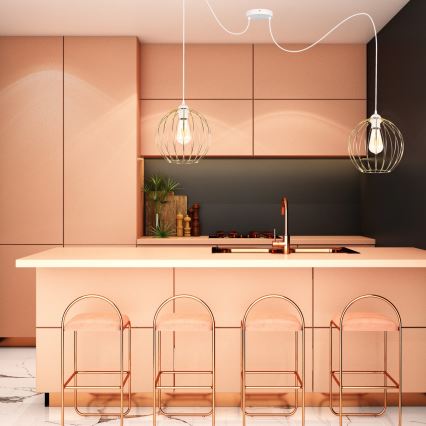 Lámpara colgante MATT 2xE27/60W/230V araña blanco/dorado