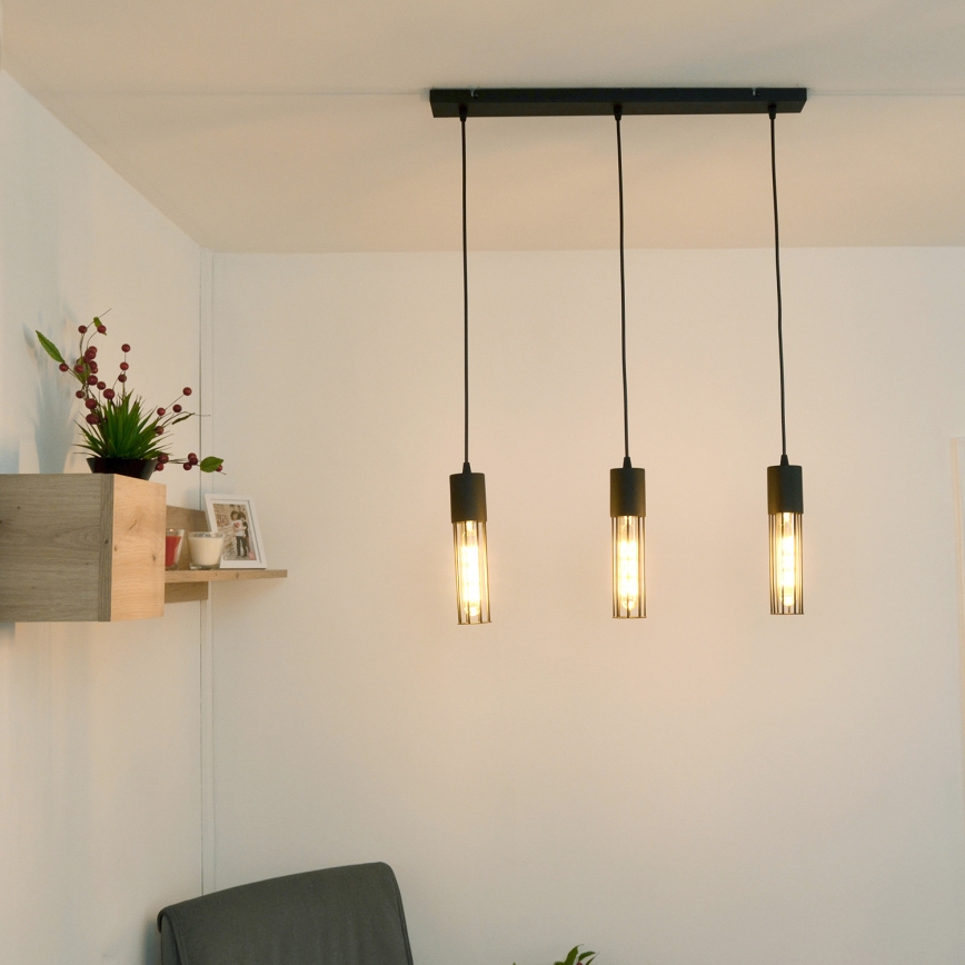 Lámpara colgante MELODY 3xE27/15W/230V negro