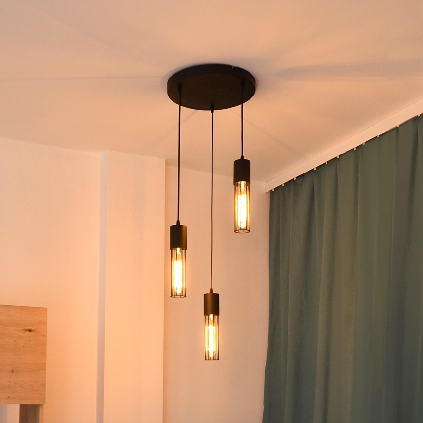 Lámpara colgante MELODY 3xE27/15W/230V negro