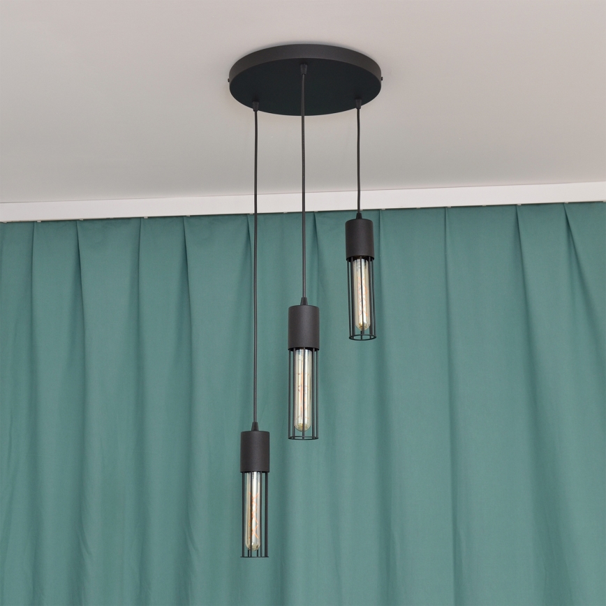 Lámpara colgante MELODY 3xE27/15W/230V negro
