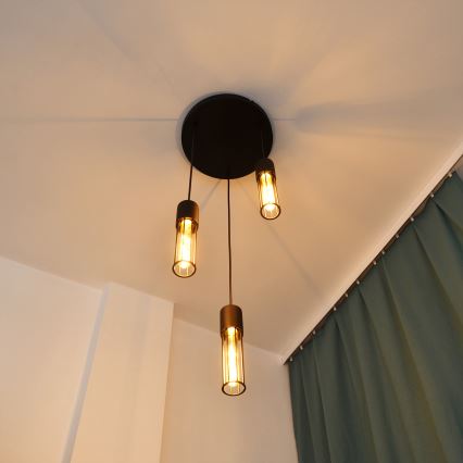 Lámpara colgante MELODY 3xE27/15W/230V negro