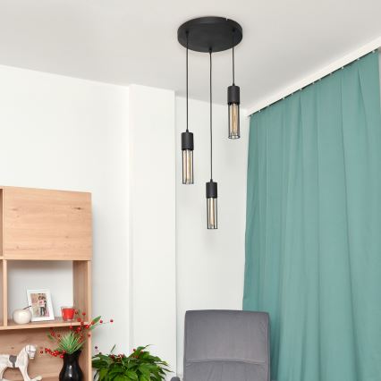 Lámpara colgante MELODY 3xE27/15W/230V negro