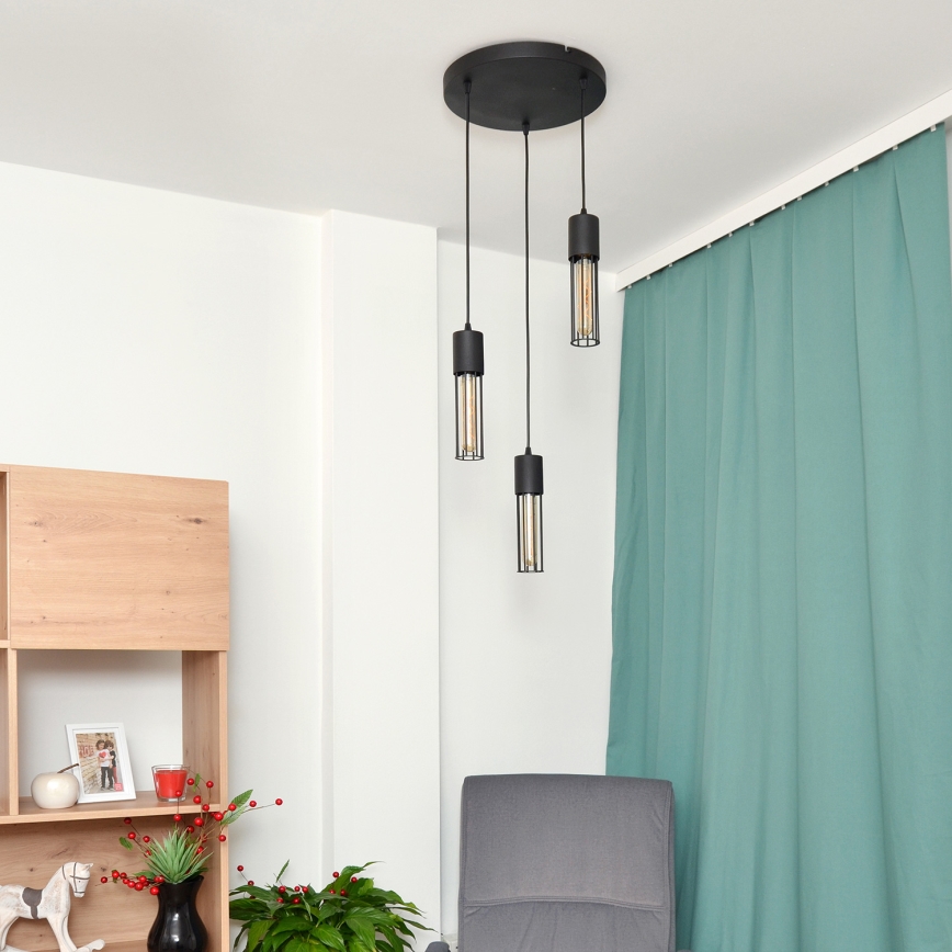 Lámpara colgante MELODY 3xE27/15W/230V negro