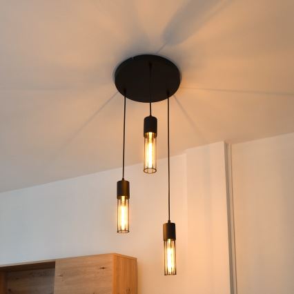 Lámpara colgante MELODY 3xE27/15W/230V negro
