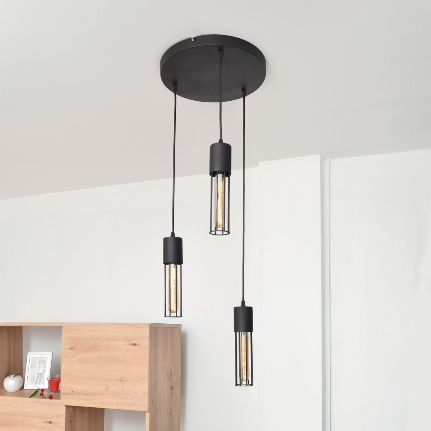 Lámpara colgante MELODY 3xE27/15W/230V negro