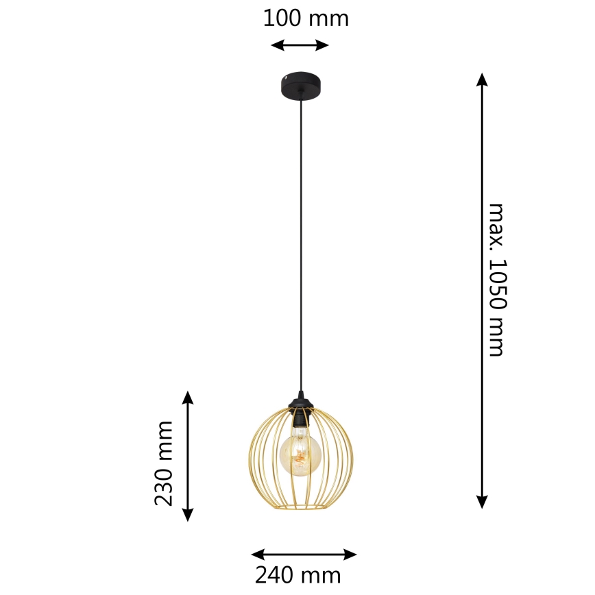 Lámpara colgante MERCURE 1xE27/15W/230V dorado/negro