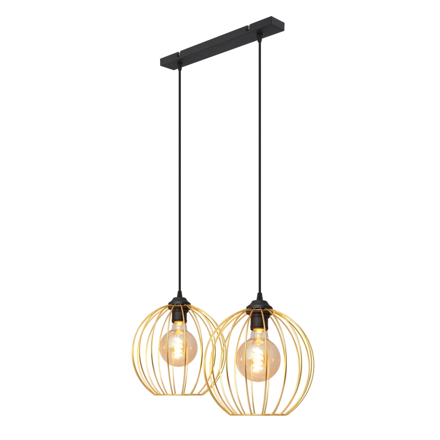 Lámpara colgante MERCURE 2xE27/15W/230V dorado/negro