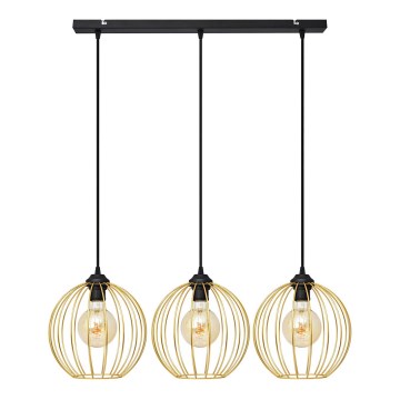 Lámpara colgante MERCURE 3xE27/15W/230V dorado/negro