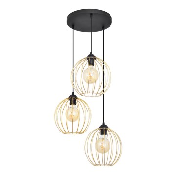 Lámpara colgante MERCURE 3xE27/15W/230V dorado/negro