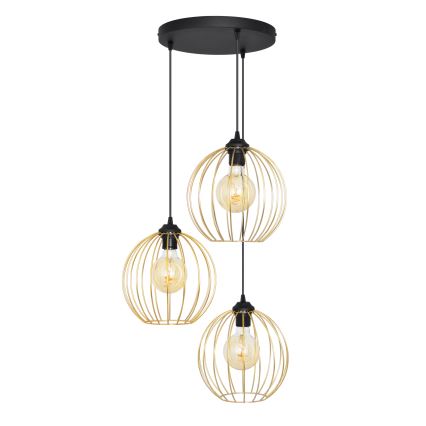 Lámpara colgante MERCURE 3xE27/15W/230V dorado/negro