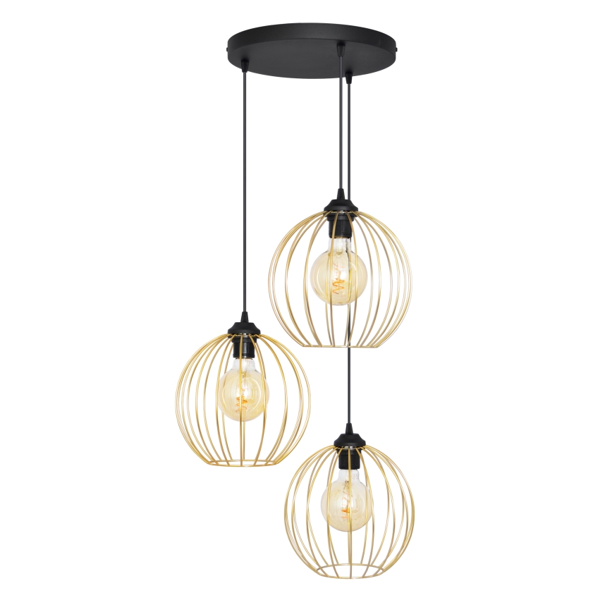 Lámpara colgante MERCURE 3xE27/15W/230V dorado/negro
