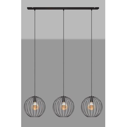 Lámpara colgante MERCURE 3xE27/15W/230V negro