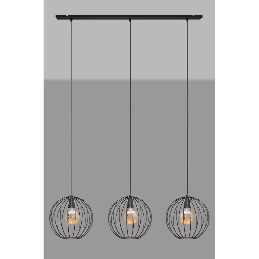 Lámpara colgante MERCURE 3xE27/15W/230V negro