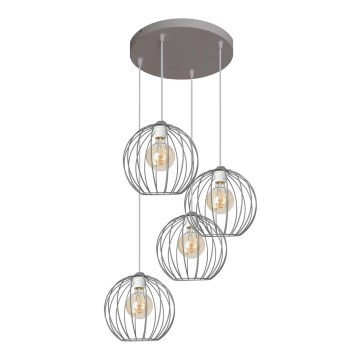 Lámpara colgante MERCURE 4xE27/15W/230V gris