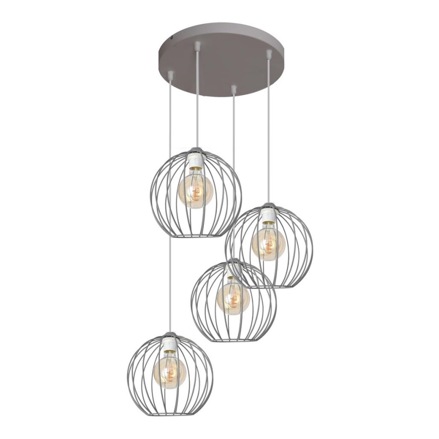 Lámpara colgante MERCURE 4xE27/15W/230V gris