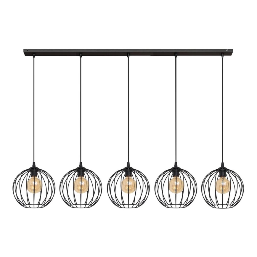 Lámpara colgante MERCURE 5xE27/15W/230V negro